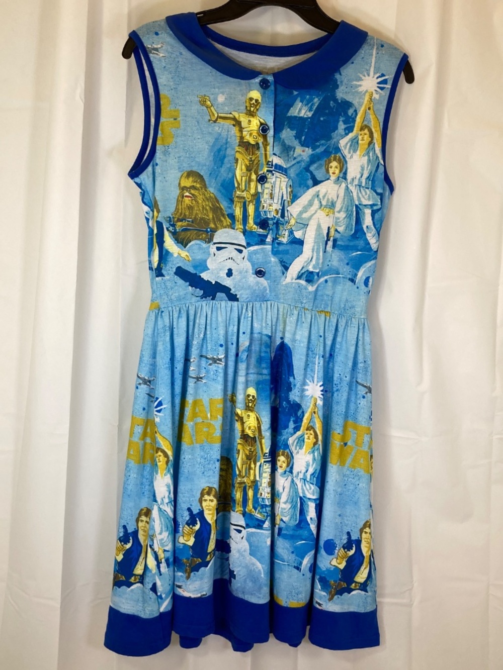 Star Wars by Her Universe Dress Sz L Bed Sheet Blue Worn Once Skywalker Leia
